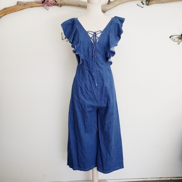 chambray pinafore jumpsuit